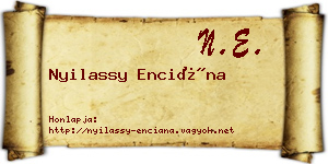 Nyilassy Enciána névjegykártya